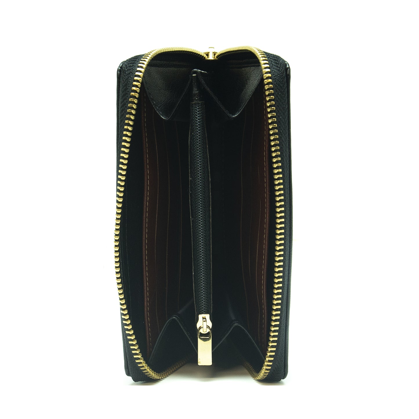 Women Vegan Purse Black Wallet Pouch Zip around Card Pocket Coin Logo Hand-Made