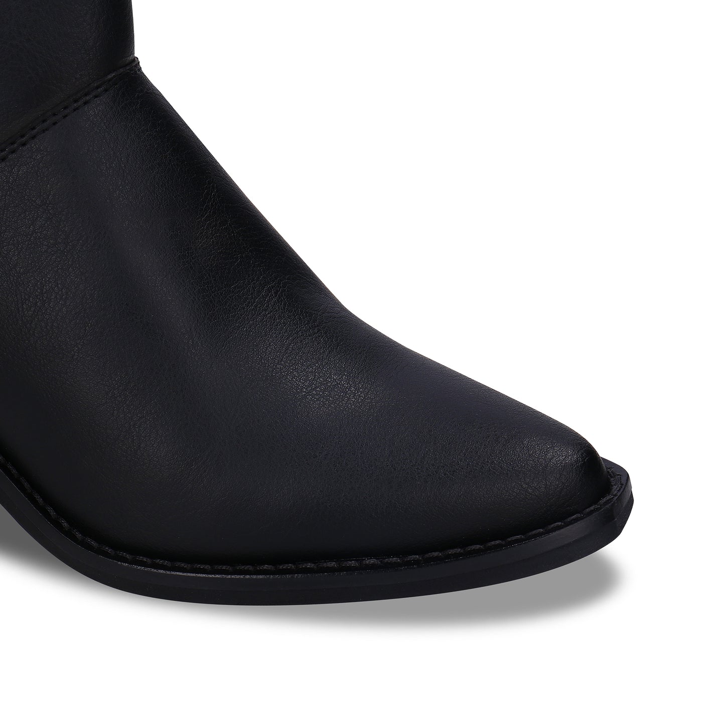 Elegante schwarze vegane Damenstiefel mit Absatz und Reißverschluss
