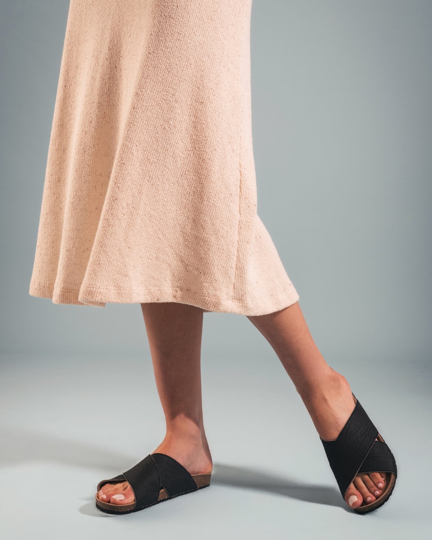 vegan black padded cushioned sandals