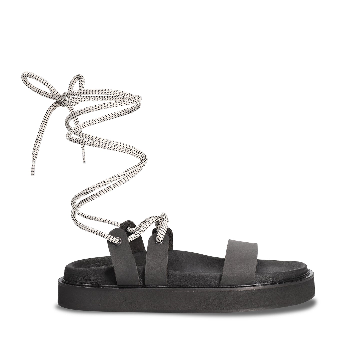 Women cushioned sandals crafted from black vegan nubuck | NAE Vegan Shoes