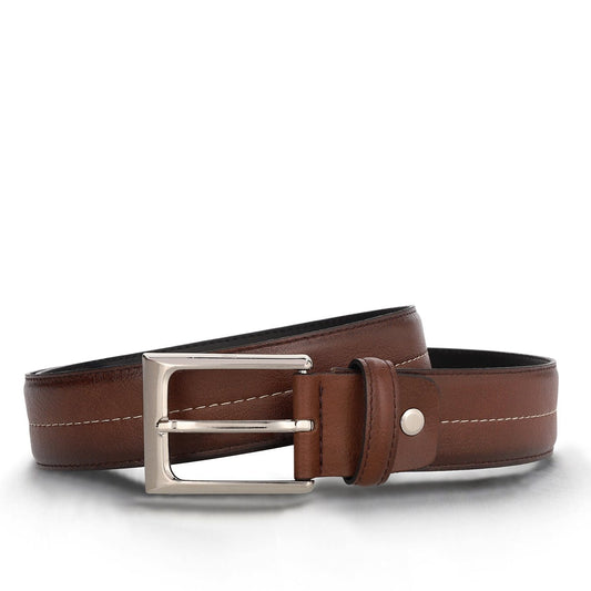 classic men belt on vegan leather brown | NAE