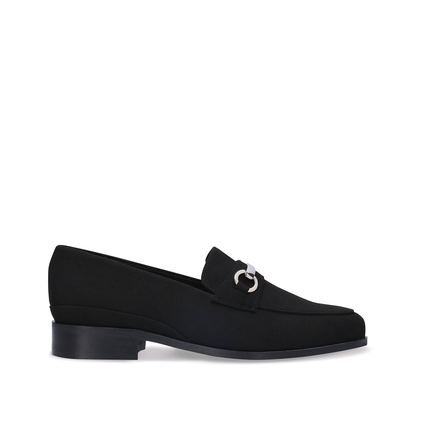 Black loafer shoe on a white background