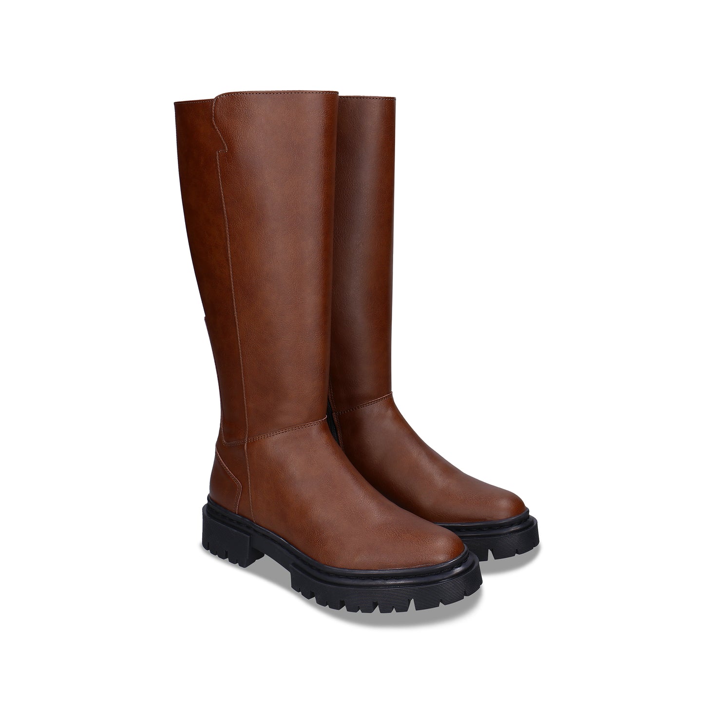 a pair of brown vegan boots high knee