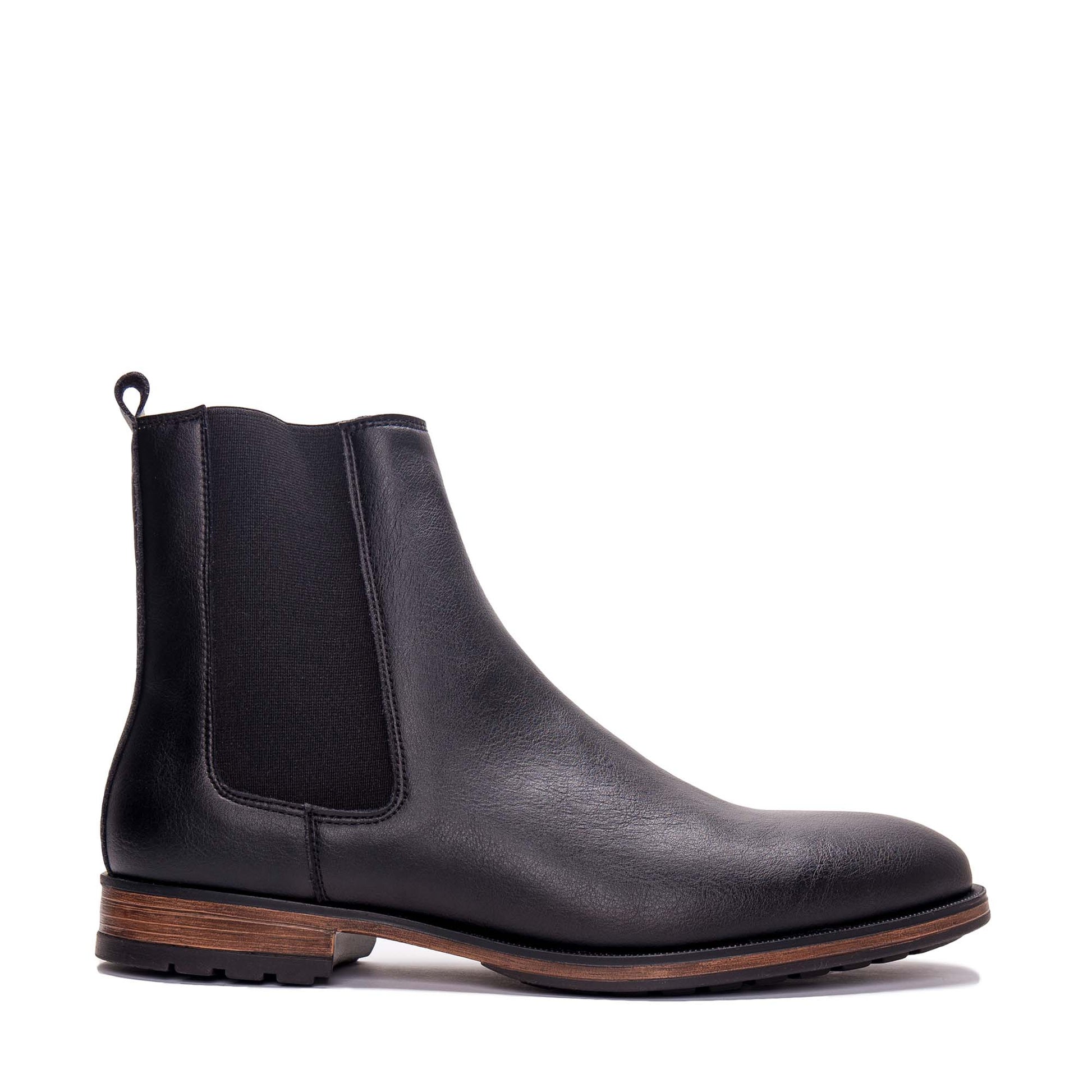 Men chelsea boots black vegan leather side view | NAE Vegan Shoes