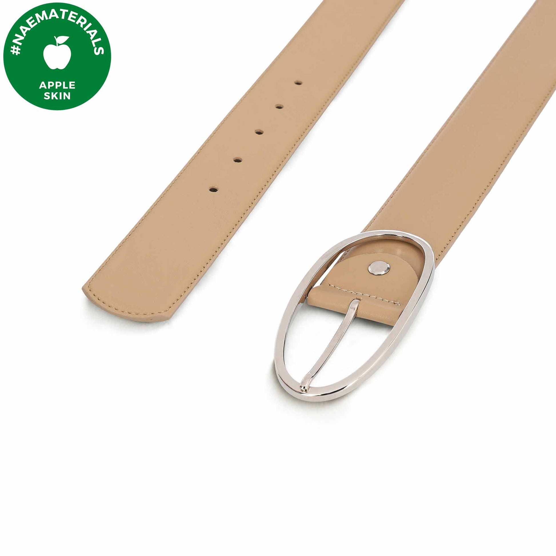 oval buckle belt and square tip with the material label | NAE Vegan Shoes