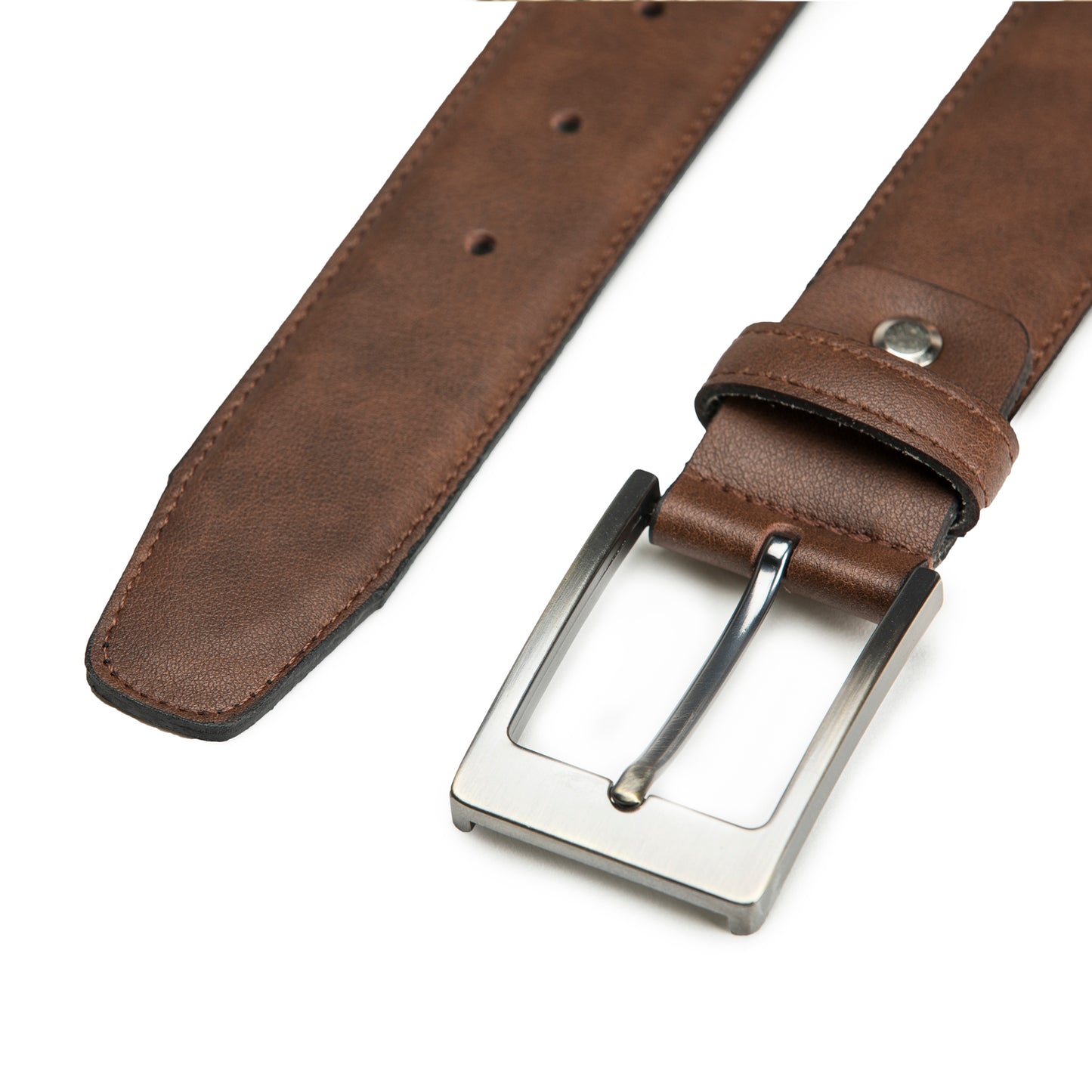 Men belt tapered tip and square silver buckle on vegan leather | NAE Vegan Shoes