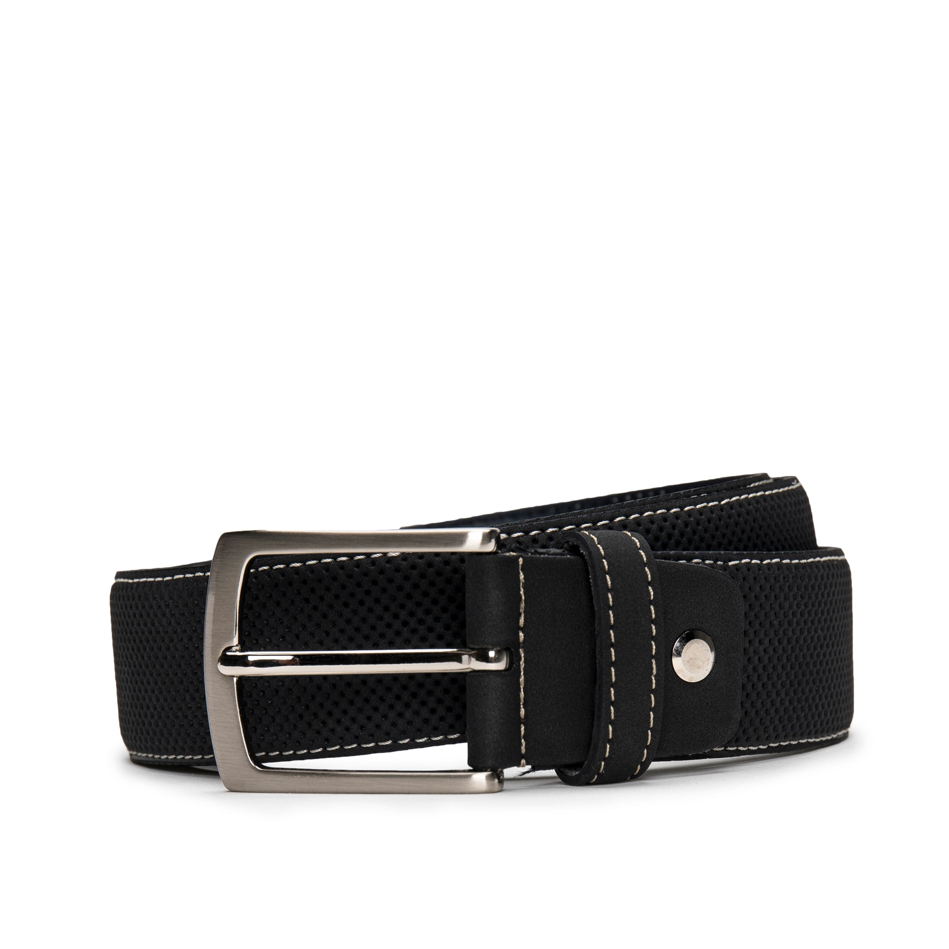 Fashion casual belt on vegan leather perforated main view | NAE