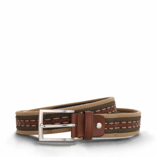 Men's belt brown pattern on vegan leather fabric blend | NAE Vegan Shoes Store