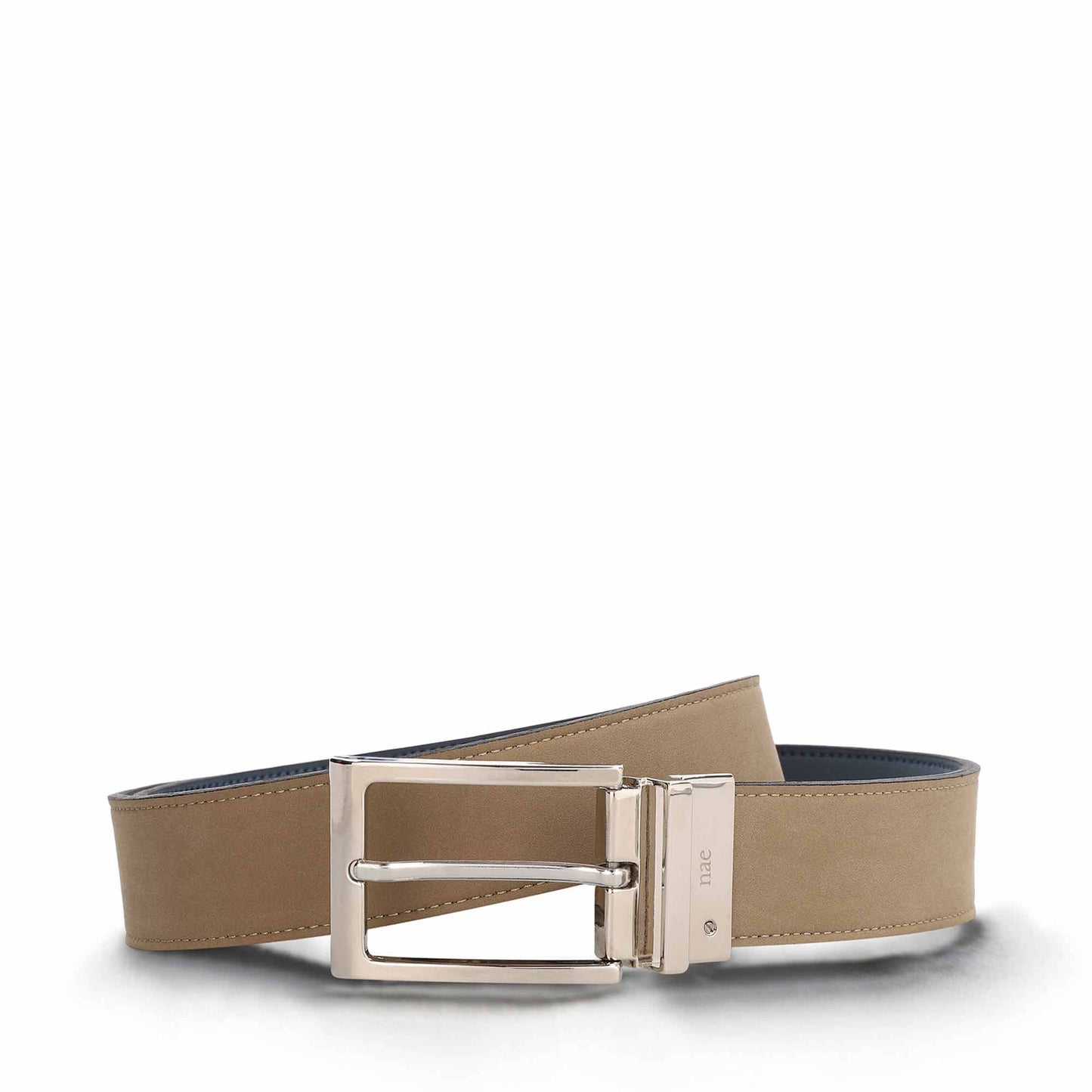 Men's reversible belt vegan nubuck square silver buckle casual and elegant fashion | NAE