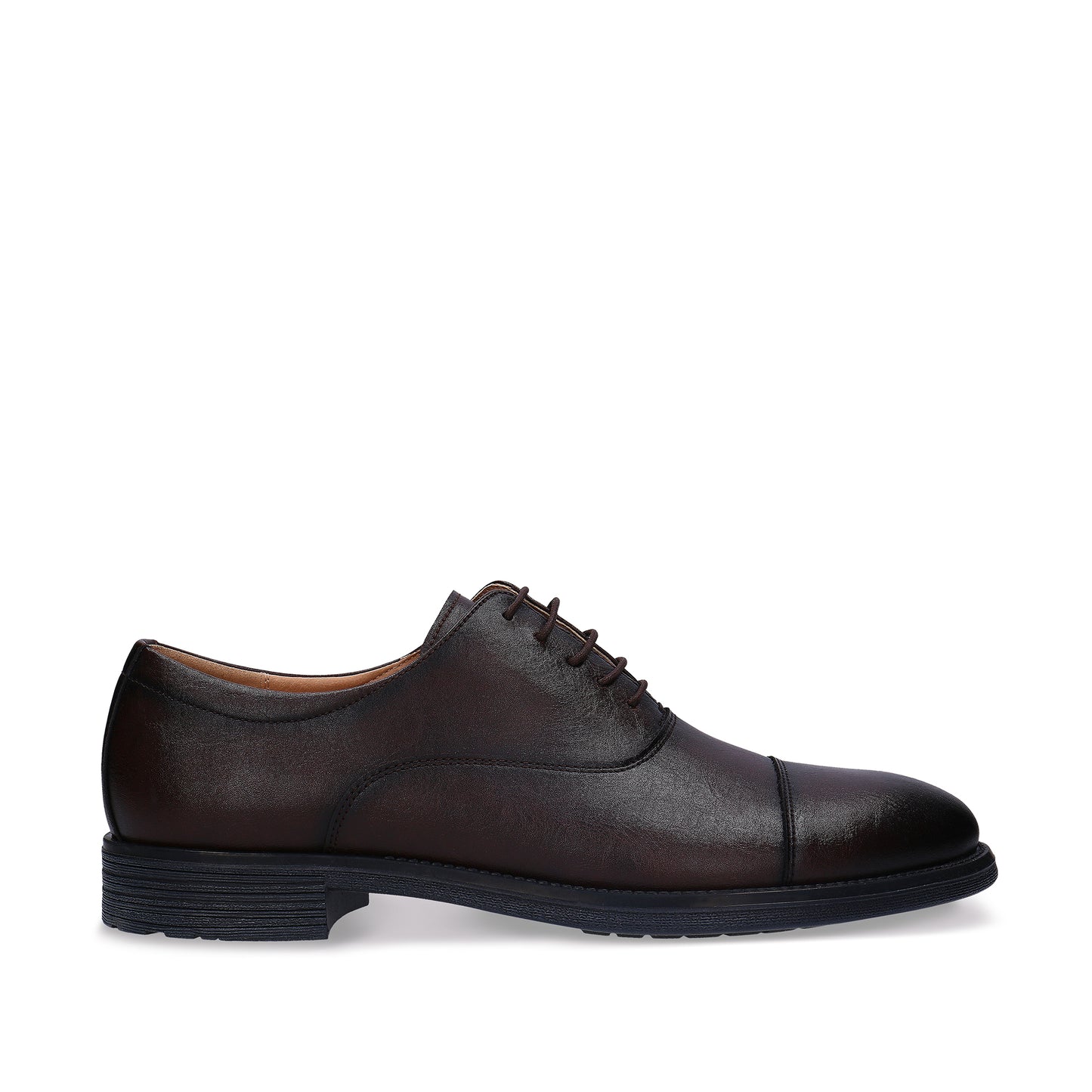 Black leather sneaker on a white background