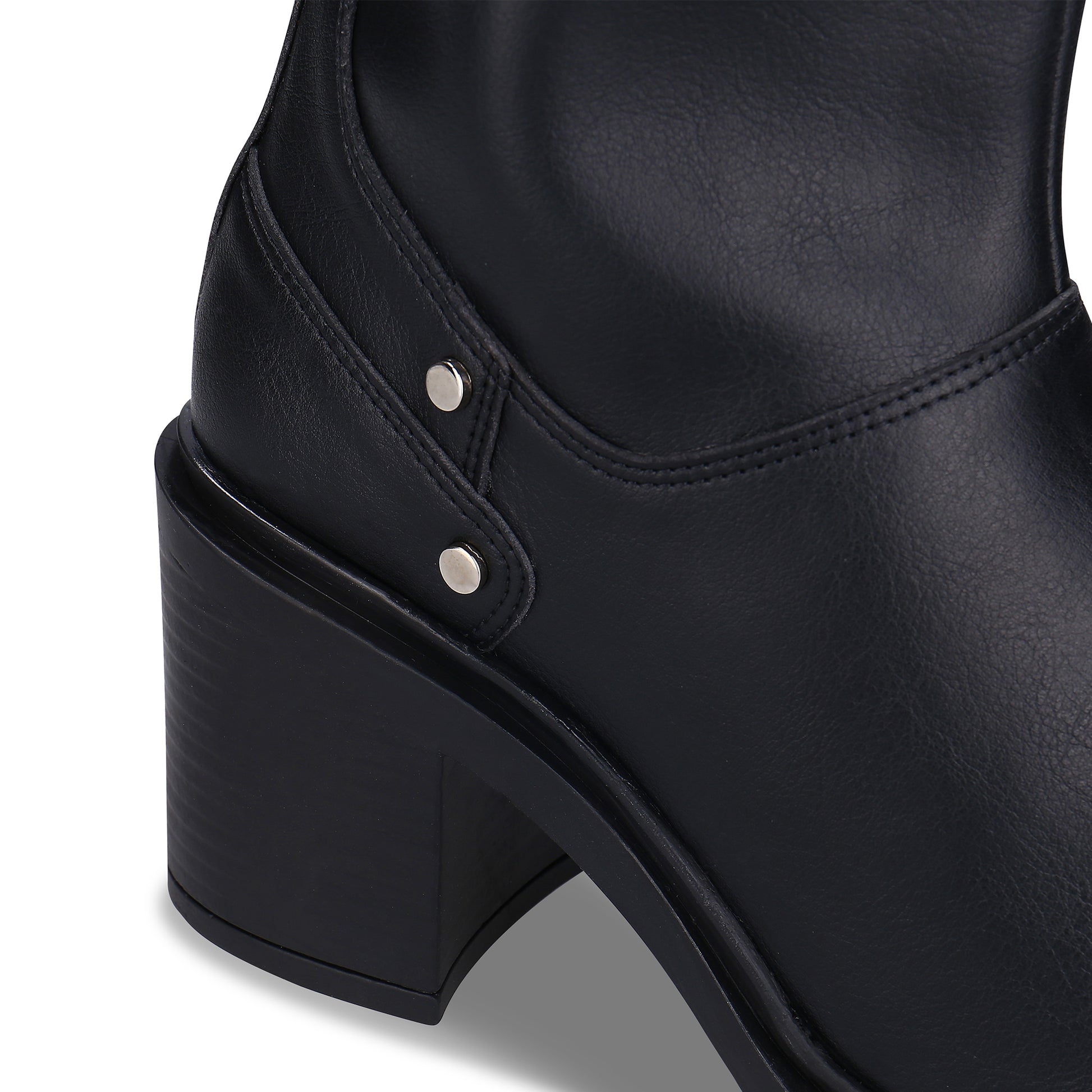 BETIA Black vegan knee-high heeled boot close block heel comfort women shoes