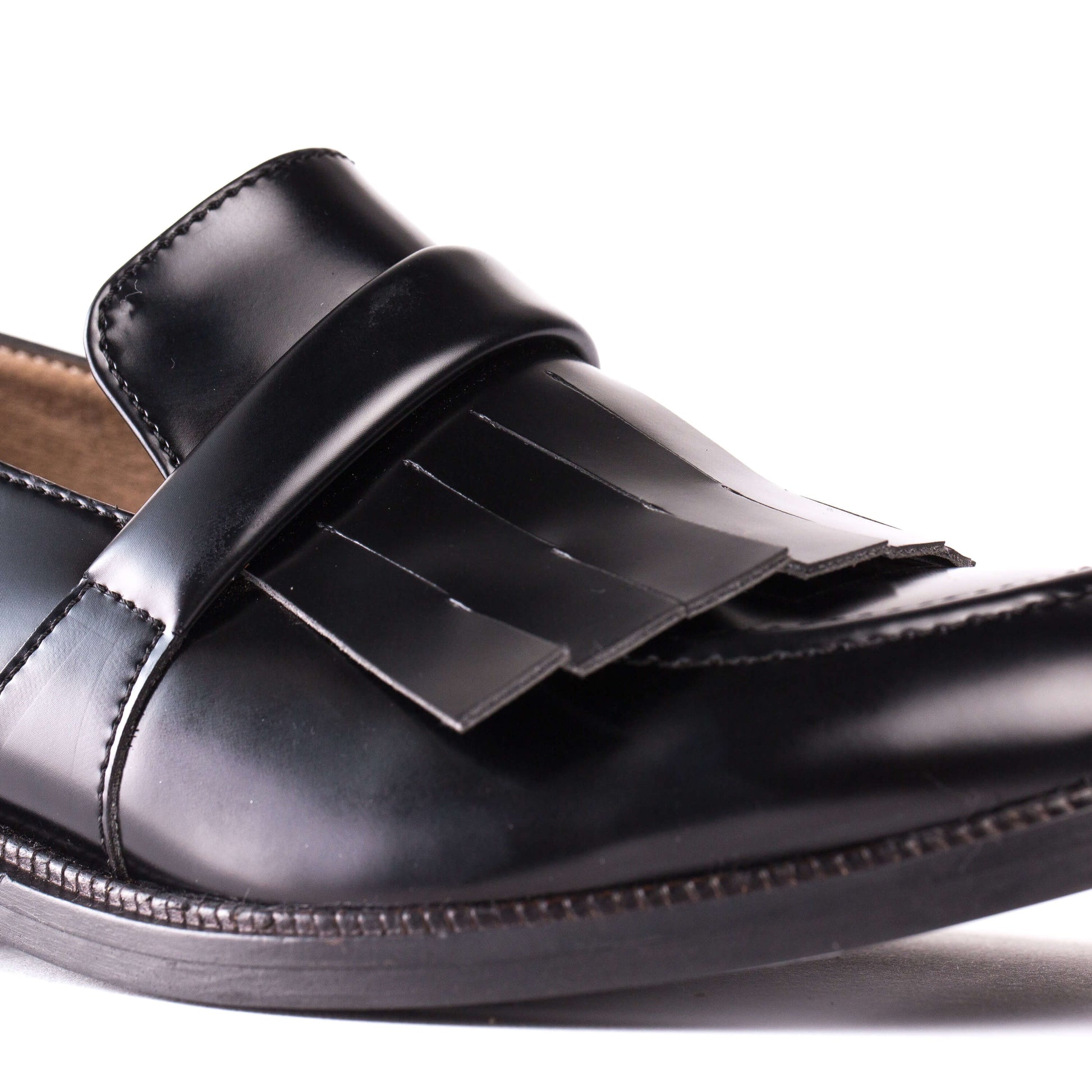 front close view fridge black loafers | NAE Vegan Shoes