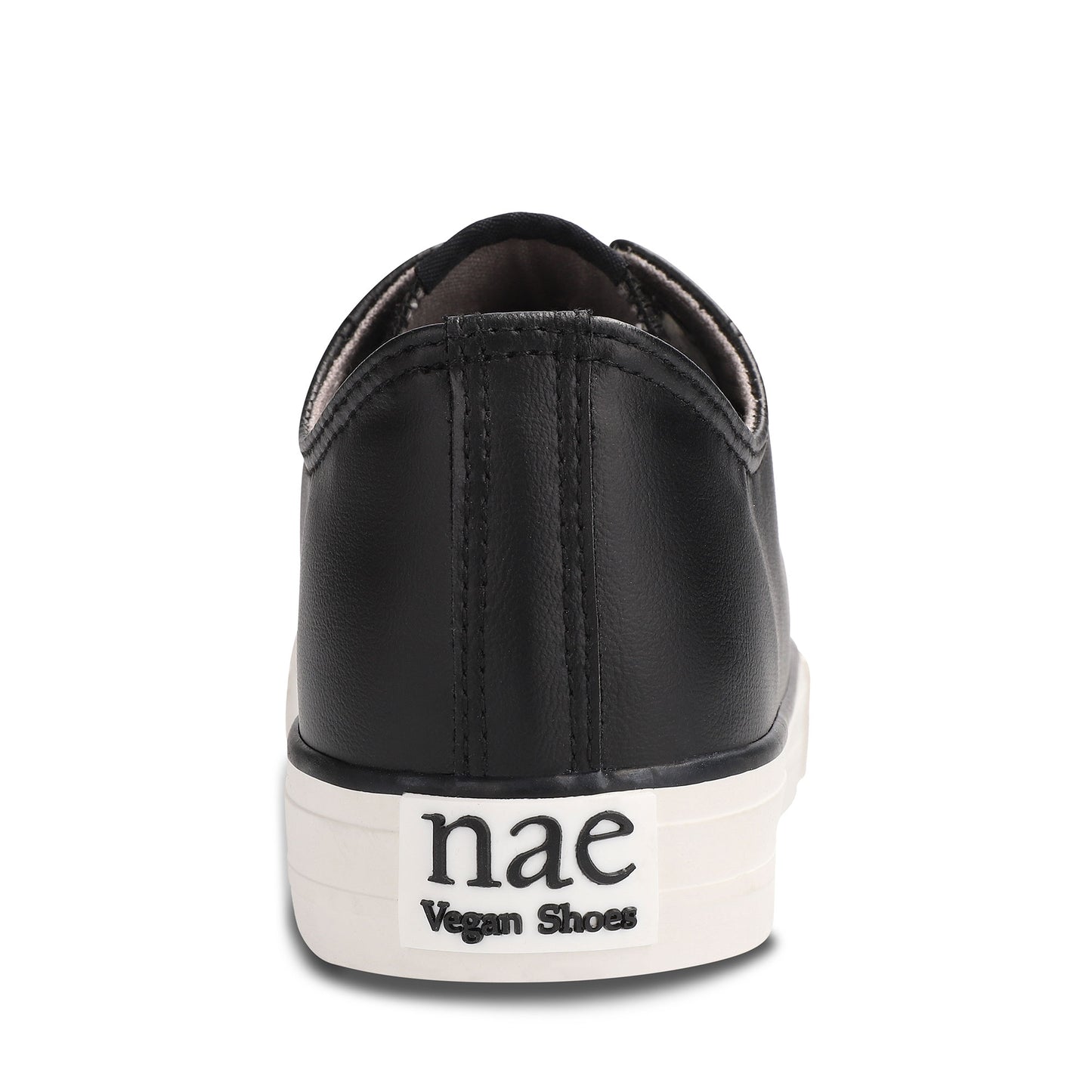 vegan black trainers back view with the logo | NAE vegan Shoes