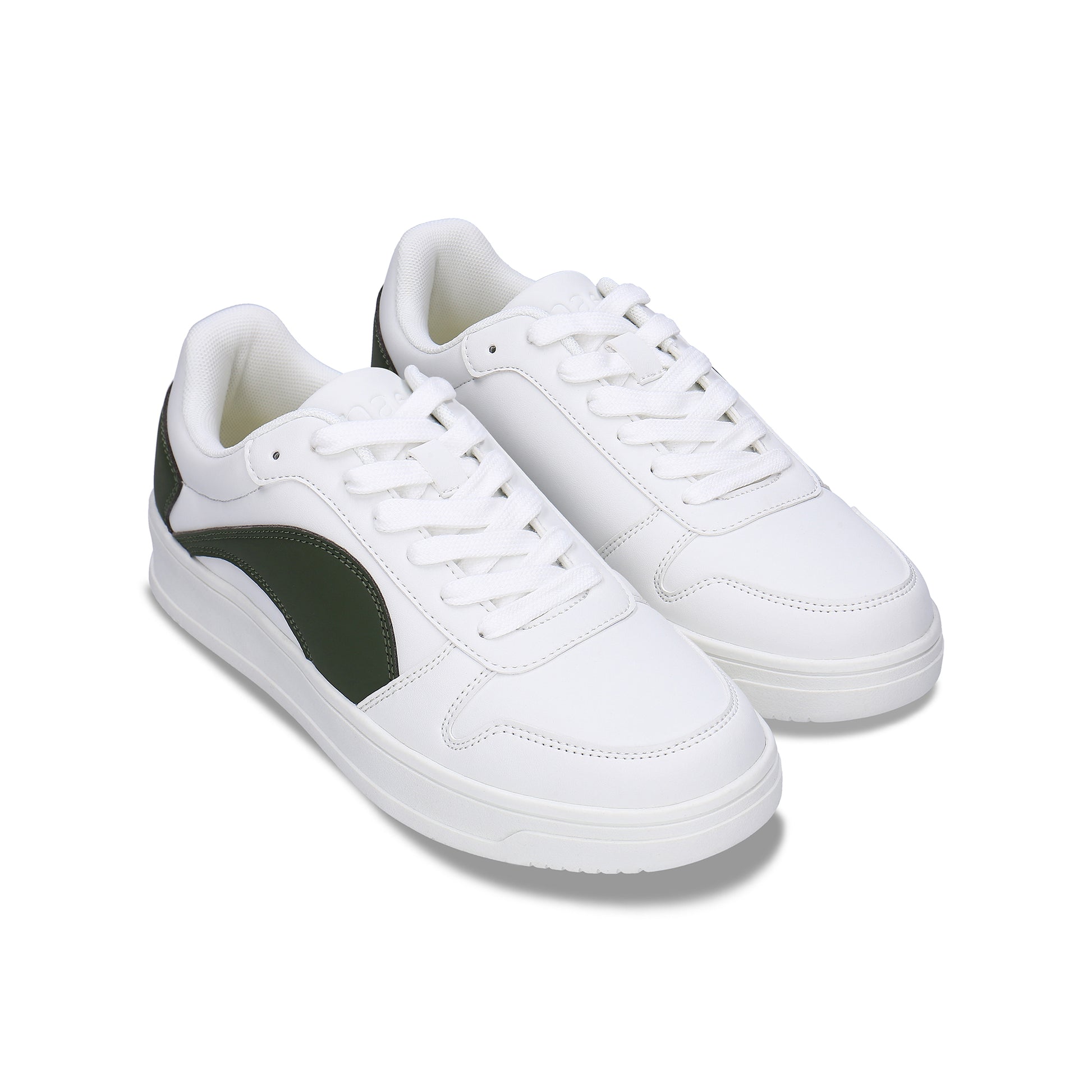 DOKA Green vegan sneaker pair — unisex vegan sneakers in white and green colourblocking with flat rubber cupsole, NAE Vegan Shoes