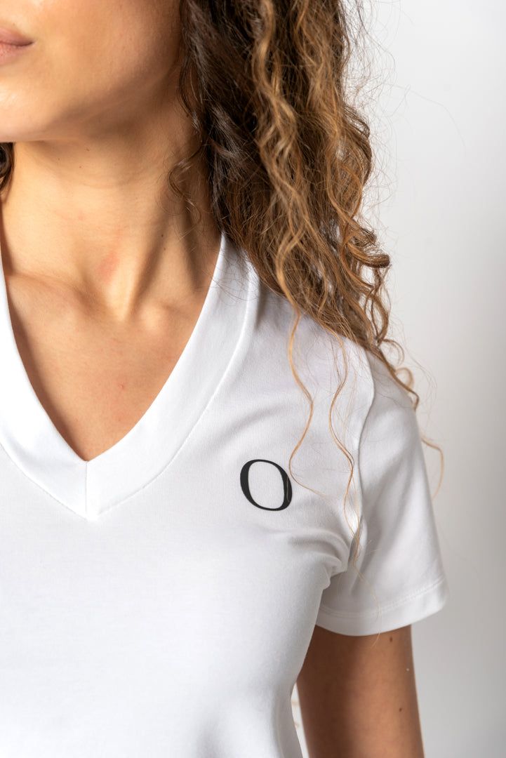 T-Shirt Bianca con Scollo a V - Emelline