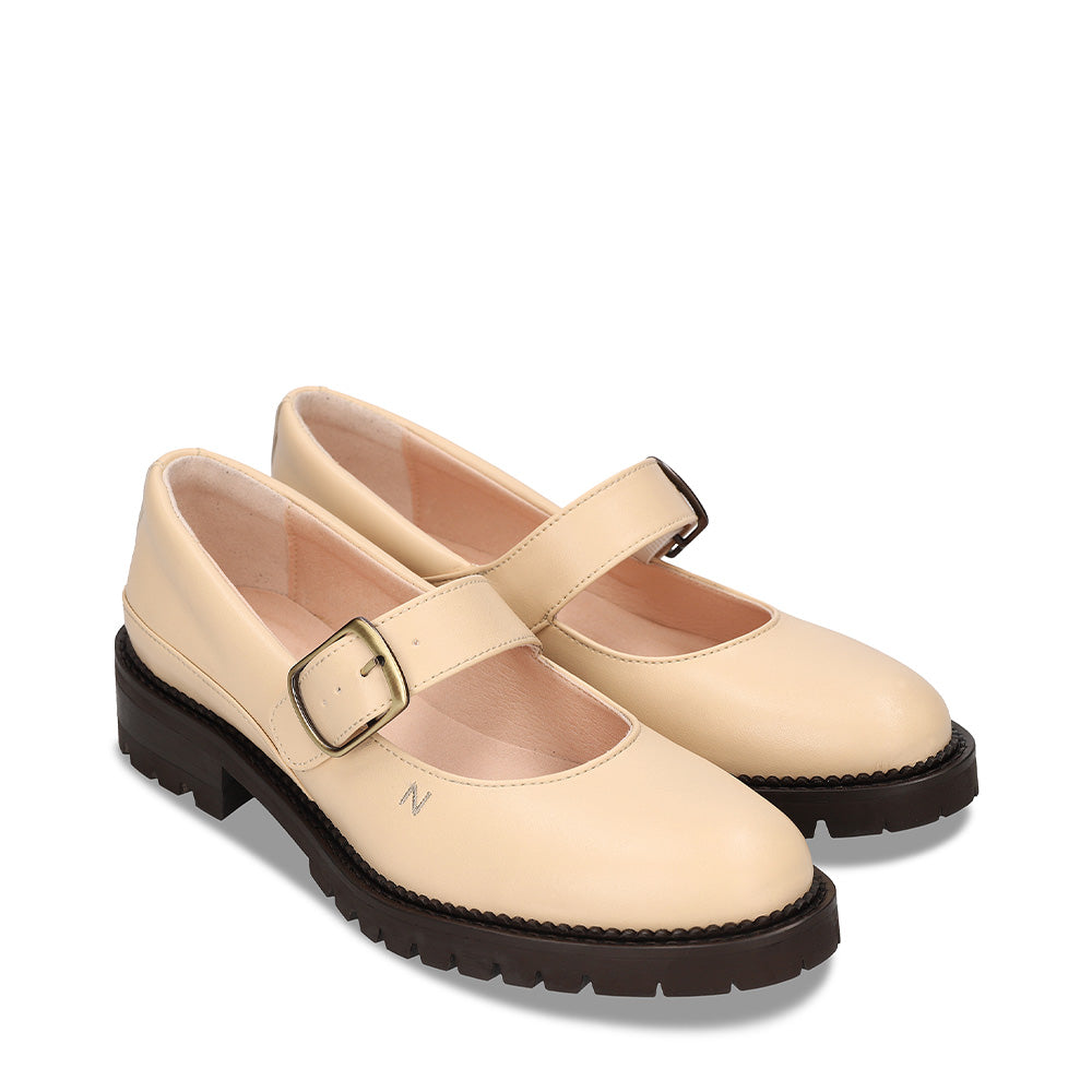 Scarpe mary jane donna vegane beige piatte ballerina in pelle di mela Apple Skin | NAE Vegan Shoes