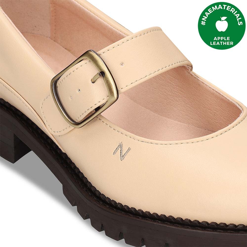 Zapatos veganos mary janes mujer planos beige loafer bailarina casual apple skin | Tienda NAE