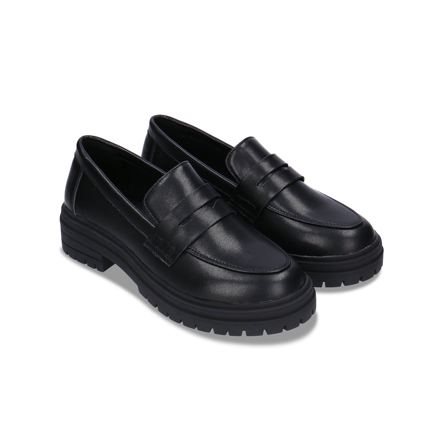 Vegane Loafer für Damen Schwarzer Mokassin klobiger chunky sohle Freizeitstil | NAE Shop