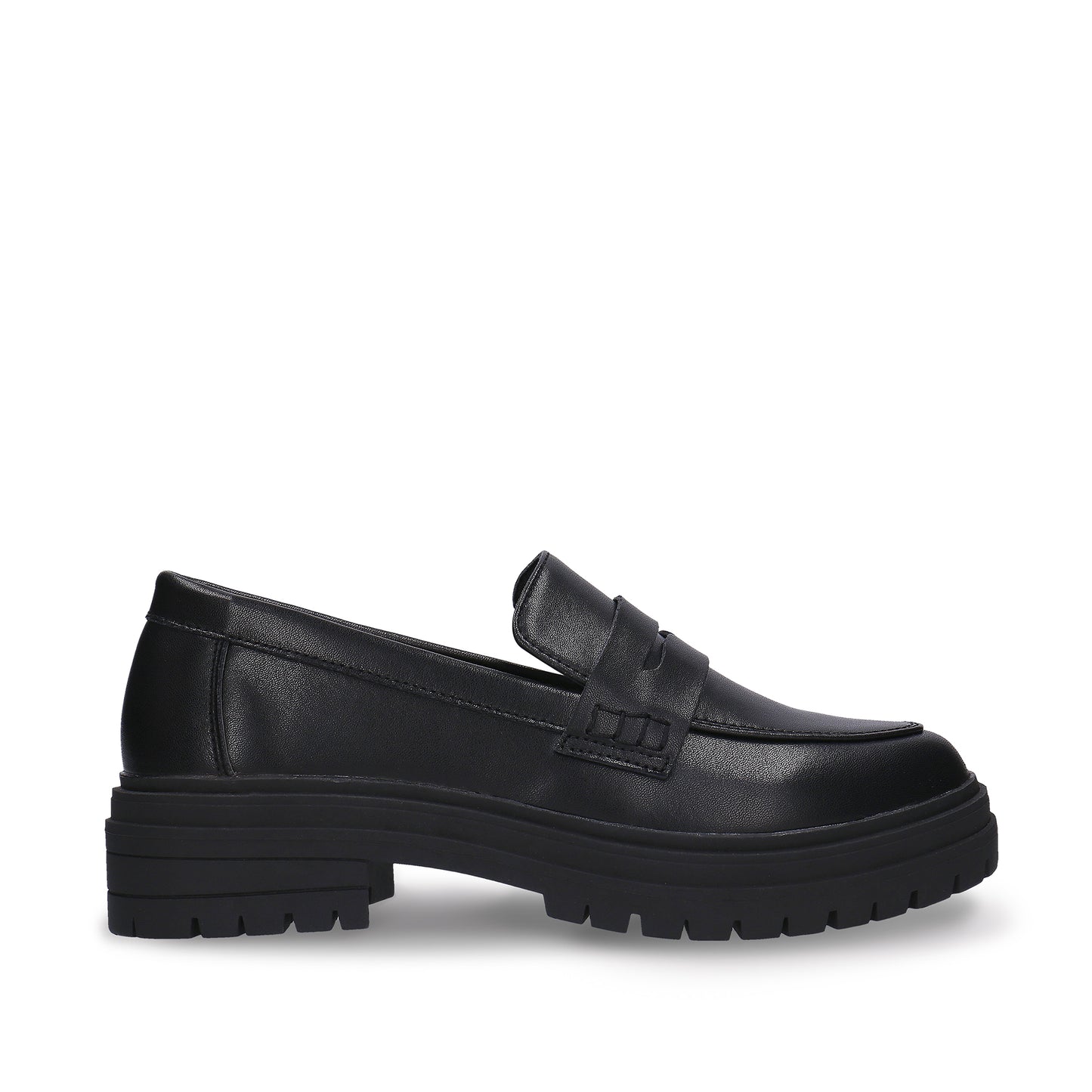 Penny loafer women black vegan leather moccasin chunky ridged sole cruelty-free | NAE