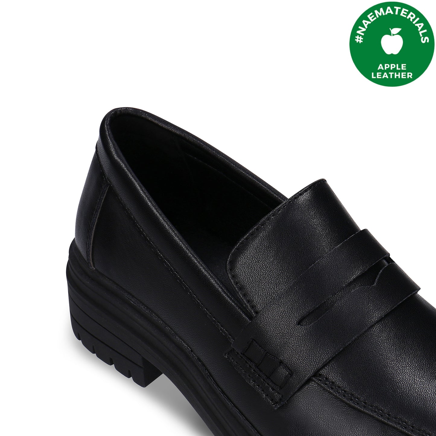 Mocassin femme noir cuir végan semelle épaisse Chunky Penny Loafer Cruelty-Free | NAE