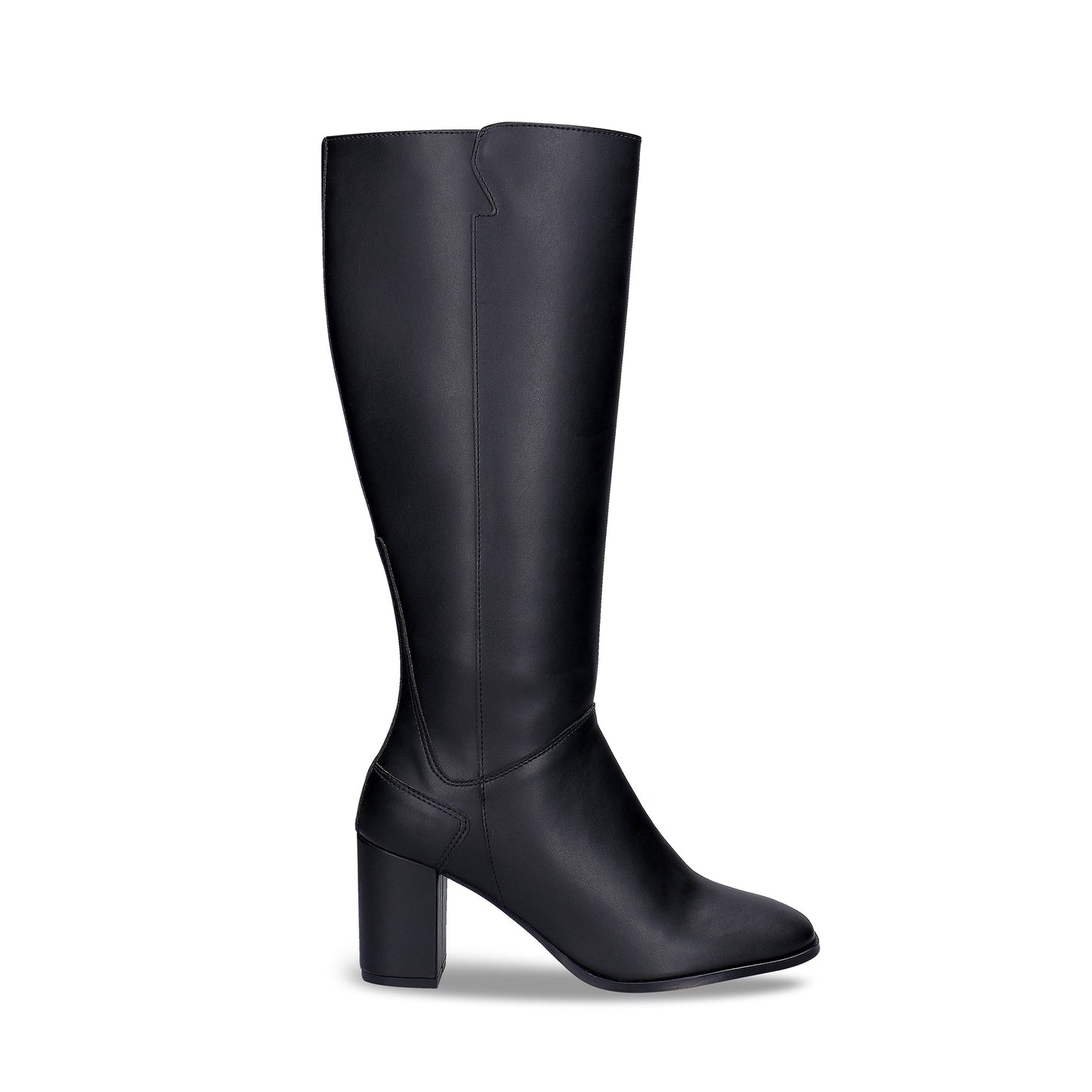 Women black knee boots heels crafted from Apple Skin | NAE Vegan Shoes