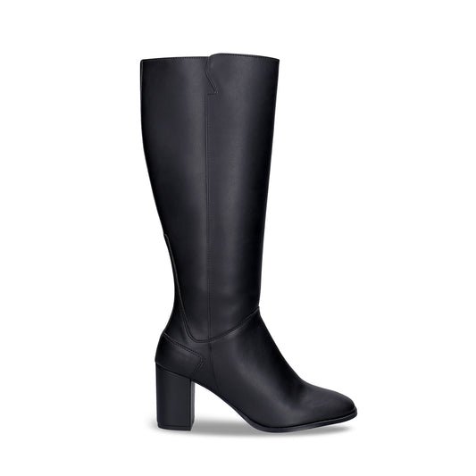 Women black knee boots heels crafted from Apple Skin | NAE Vegan Shoes