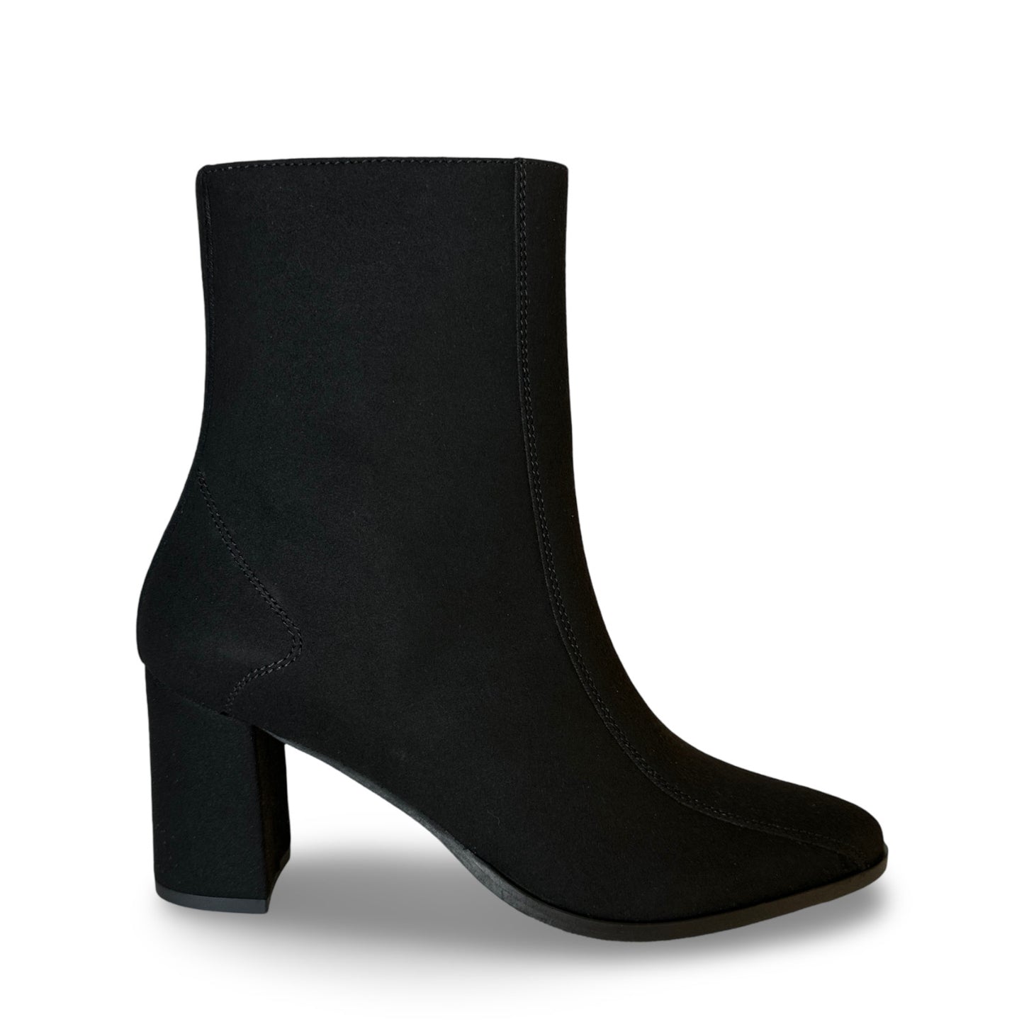 Women black ankle boots vegan suede