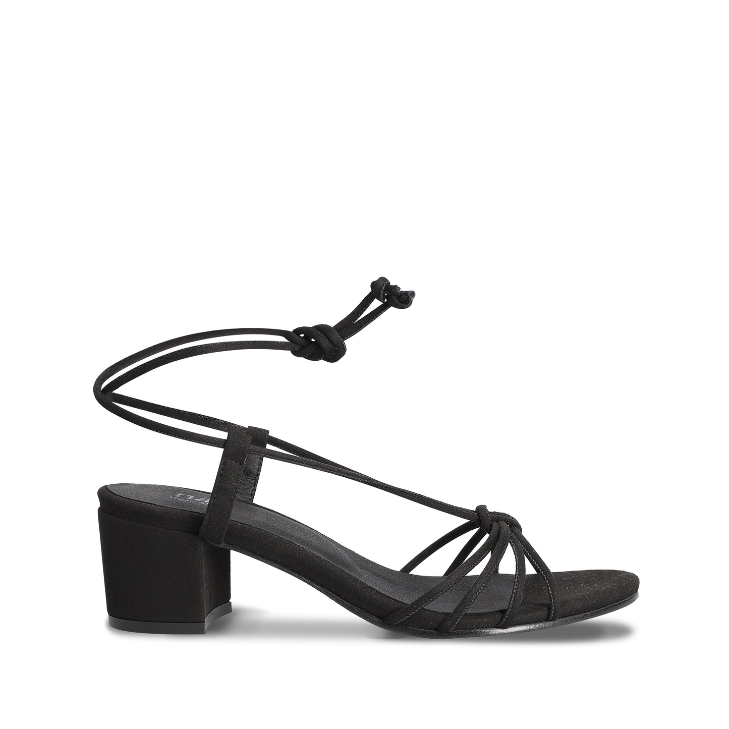 Women black vegan sandals with ankle lace tie and heel | NAE Vegan Shoes