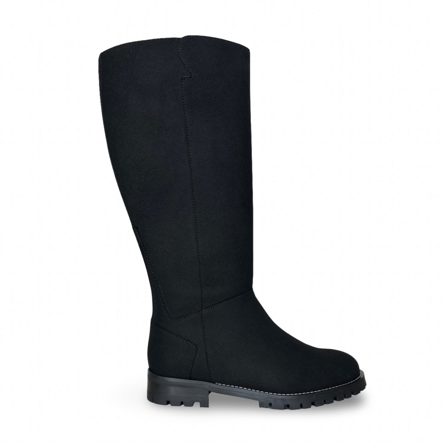 Women black tall boots vegan suede