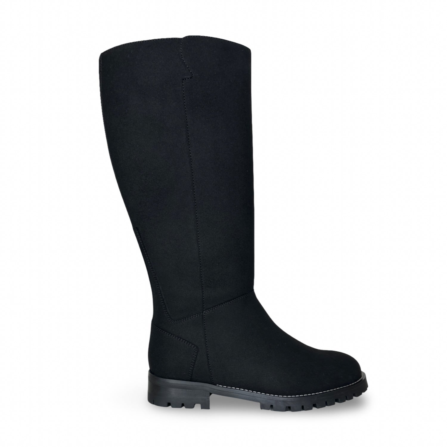 Women black tall boots vegan suede