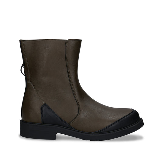 Green tall ankle boots for women and men crafted from sustainable microfiber | NAE Vegan Shoes