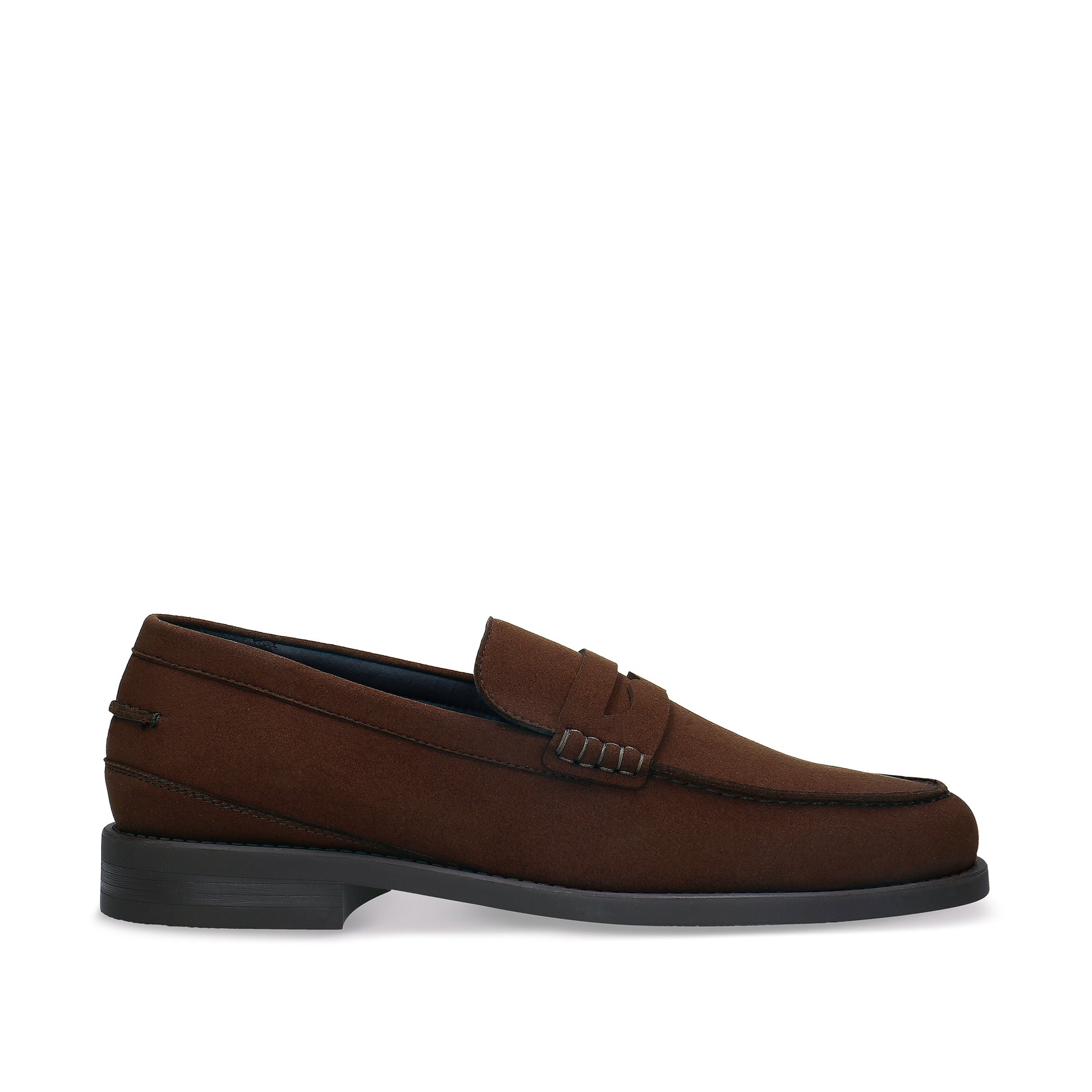 LEVI Brown vegan penny loafer side view — men's vegan dress shoe made in Portugal