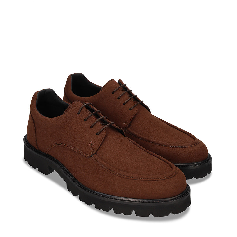 Braune vegane Herren Schuhe Derby Wildleder-Mikrofasern | NAE Shop