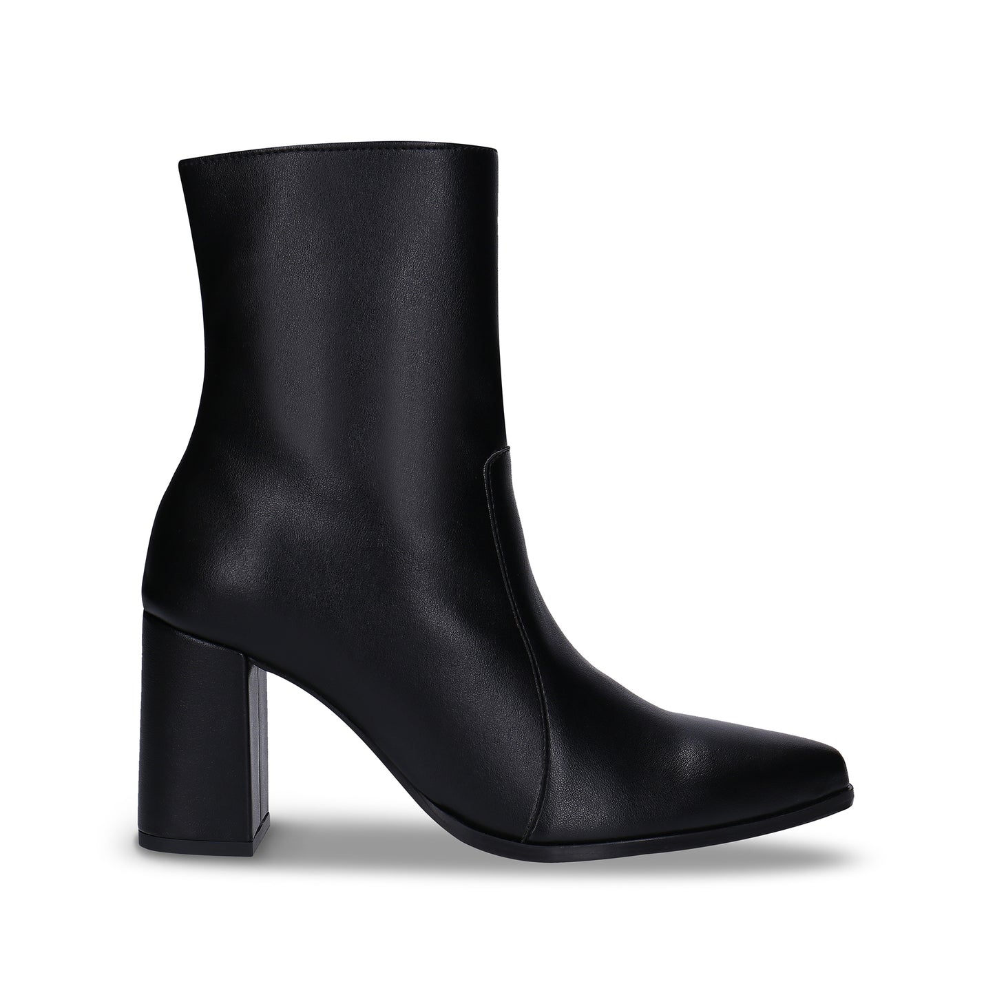 Women's heeled ankle boots vegan pointed toe zipper made from black apple leather | NAE