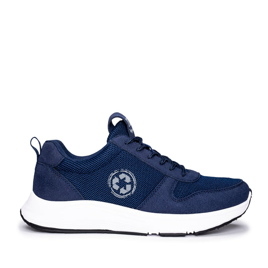 Vegane Low-Top blaue Laufschuhe Trainer aus recycelten- PET gefüttert | NAE