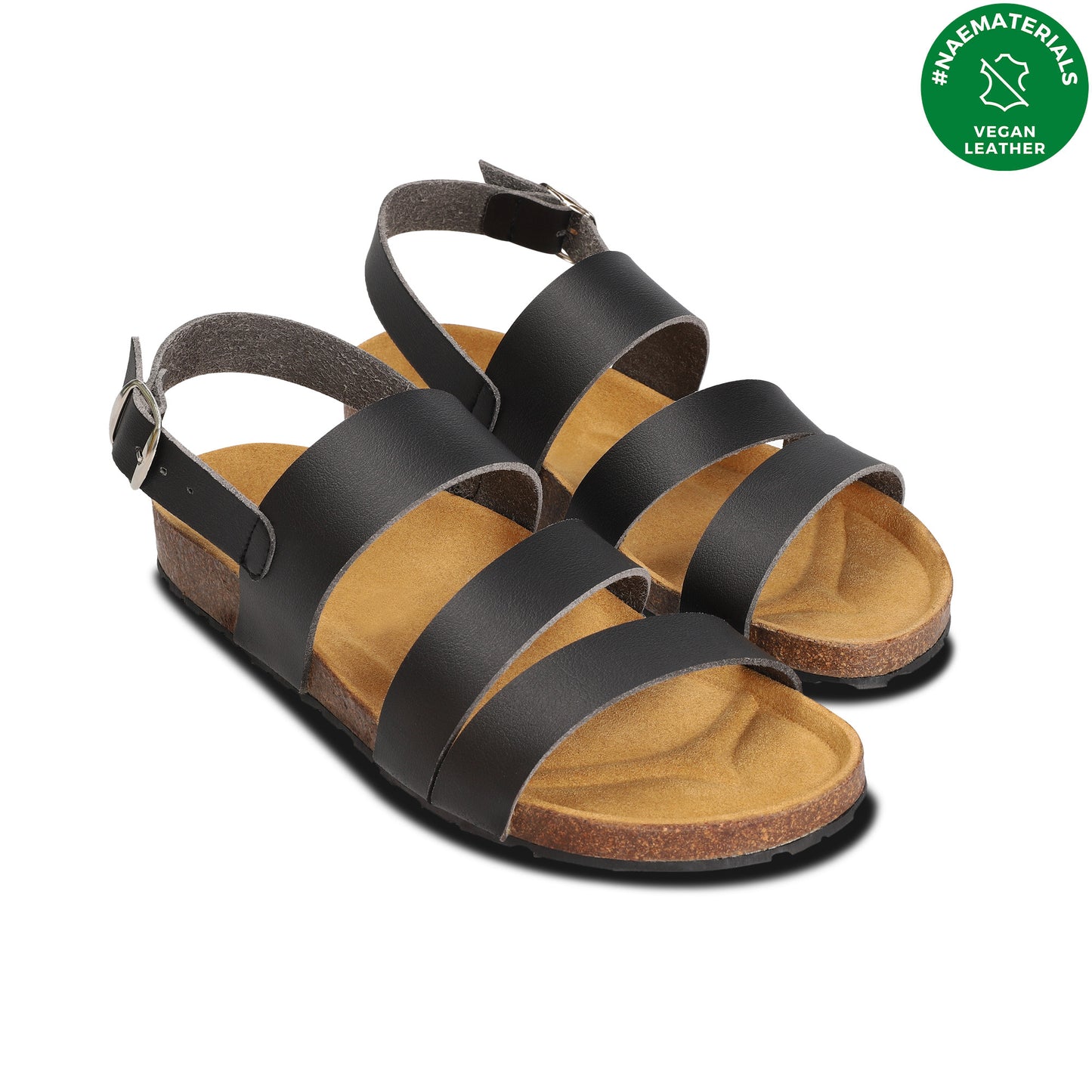 Vegan leather label Ethical fashion from NAE Vegan Shoes on padded slingback sandals