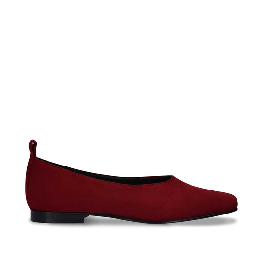 Vegan ballerinas for women on suede microfiber red bordeaux | NAE Vegan Shoes