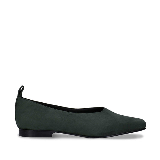 scarpe da ballo vegane da donna con tacco piatto effetto camosciato verde | NAE