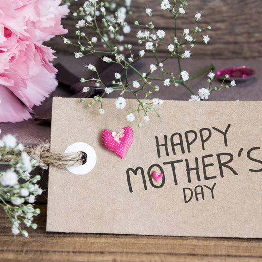 NAE Vegan Shoes Mother's Day Gift Card - pink peony with kraft tag