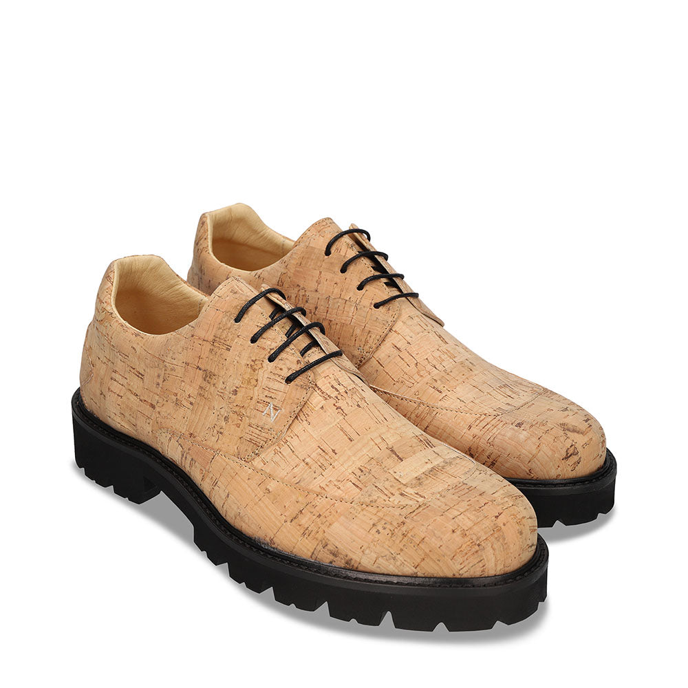 Zapatos derby de hombre veganos en corcho natural planos | Tienda NAE