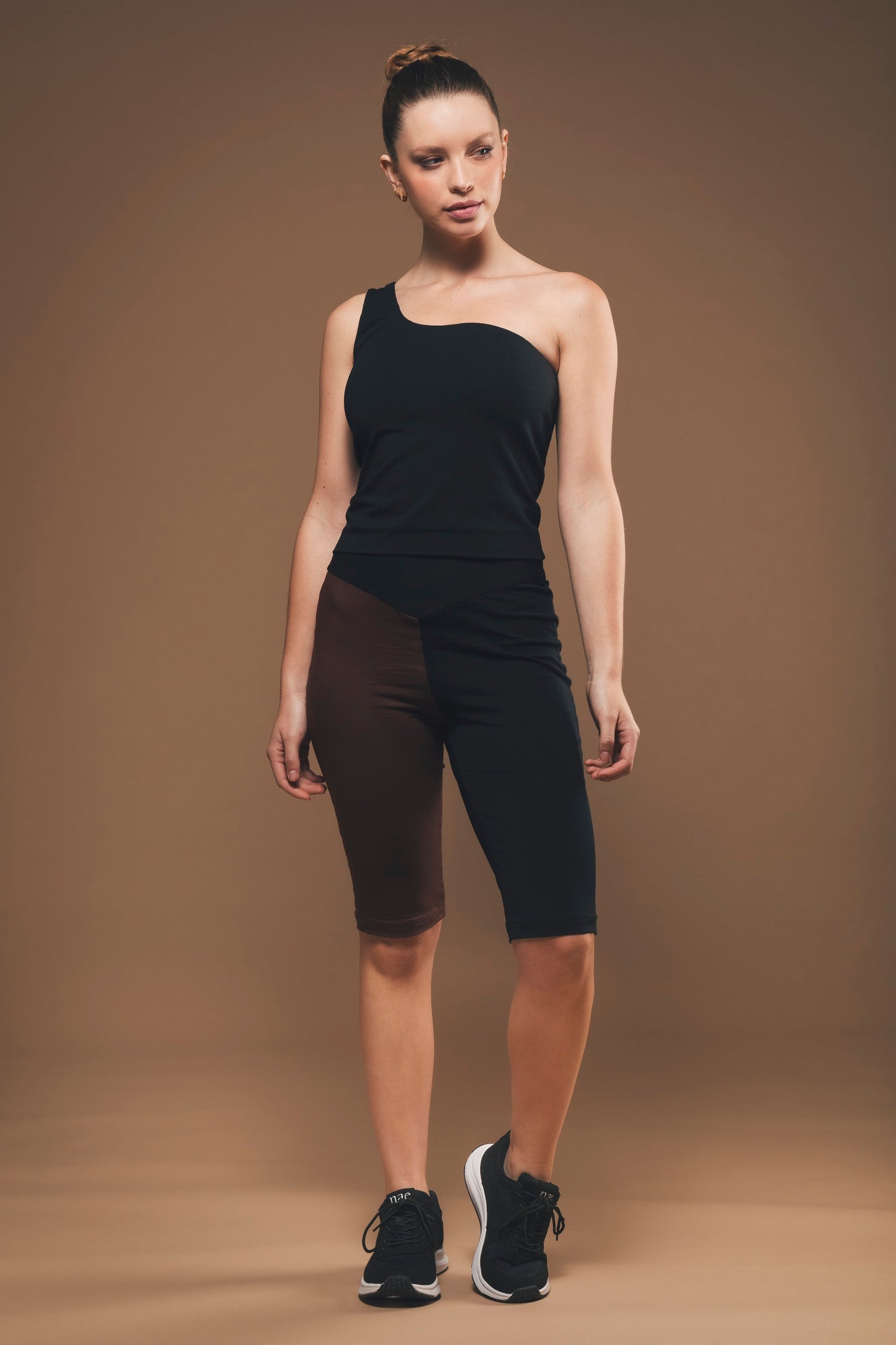 Short Ciclista in Cotone Biologico Nero e Marrone - Ottilie
