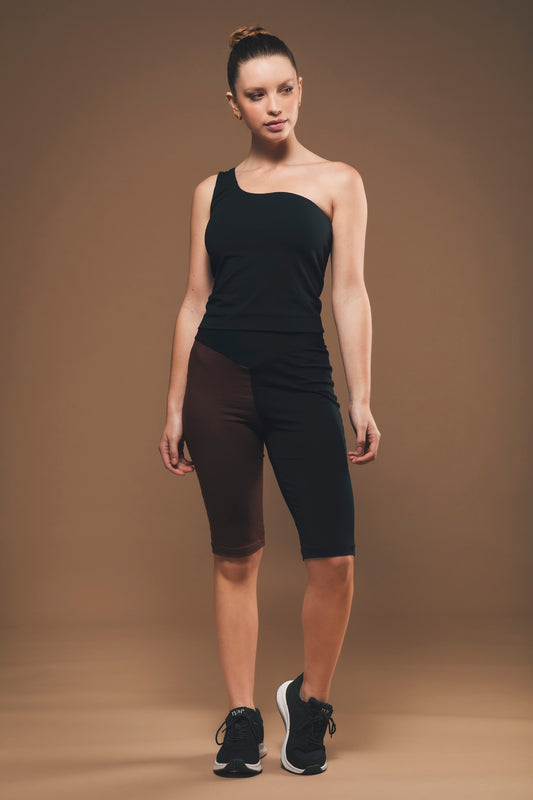 Short Cycliste en Coton Biologique Noir et Marron - Ottilie