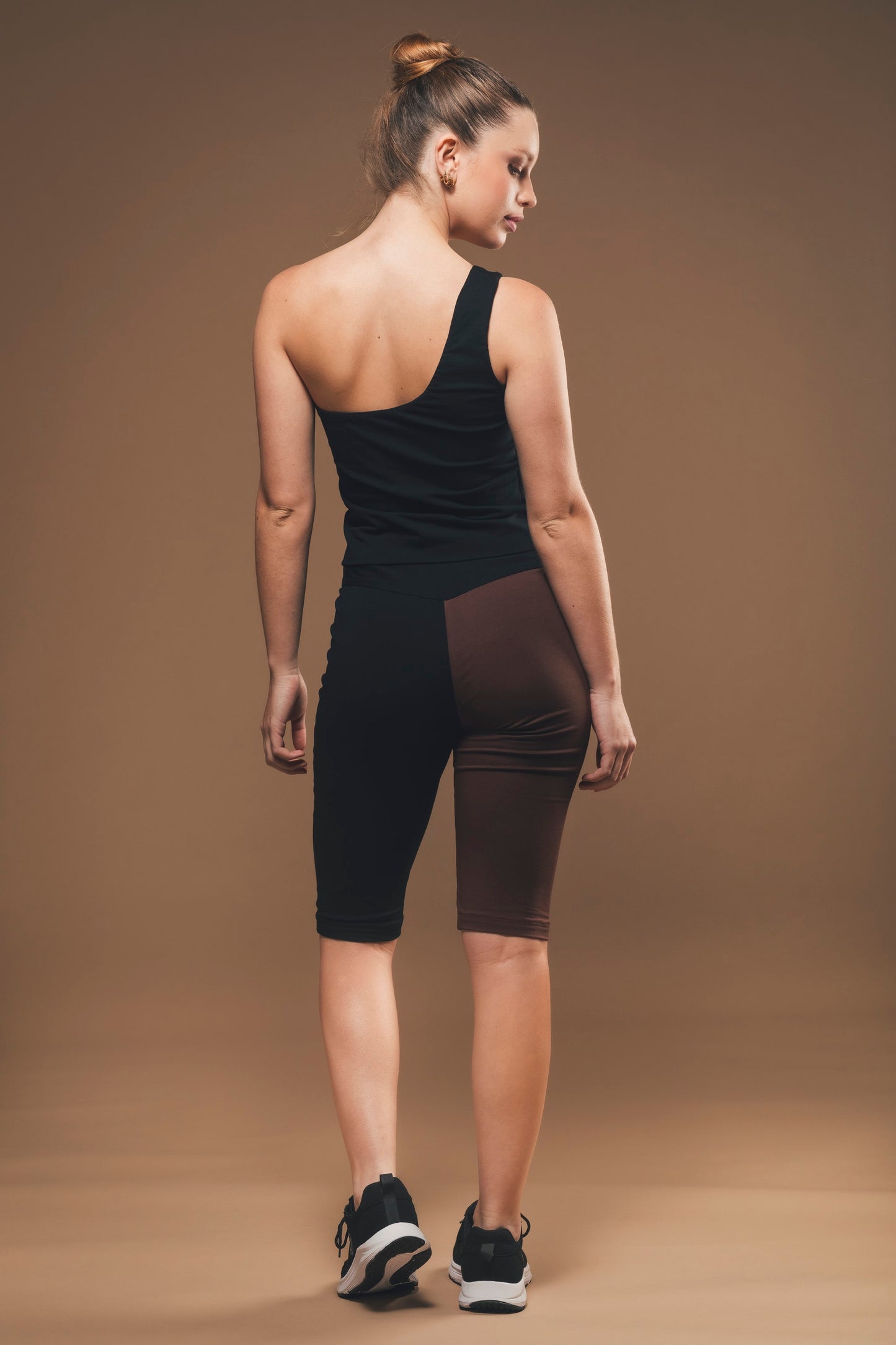 Short Ciclista in Cotone Biologico Nero e Marrone - Ottilie