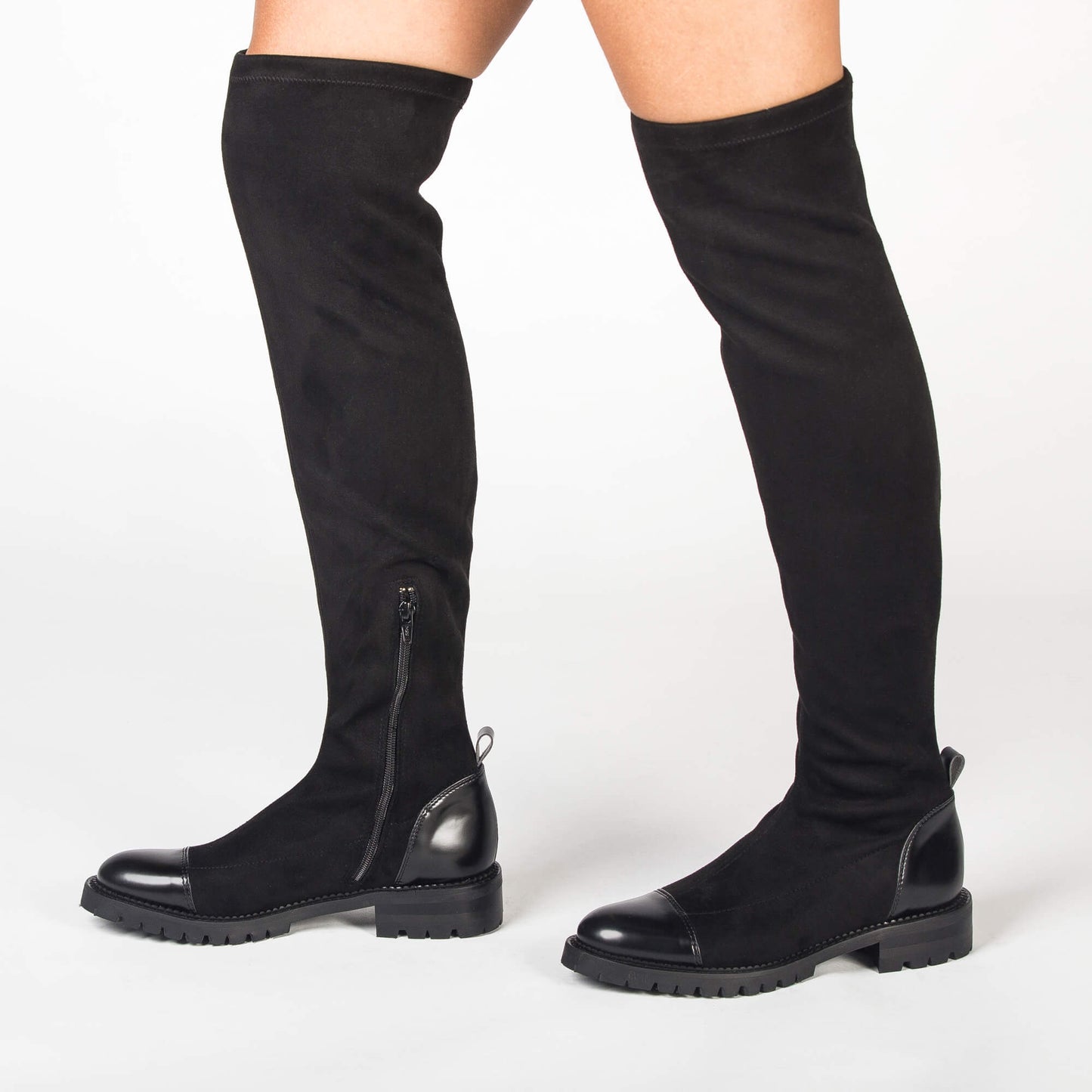 Vegan boot knee shaft smart minimalist on suede microfiber breathable lined | NAE Shop