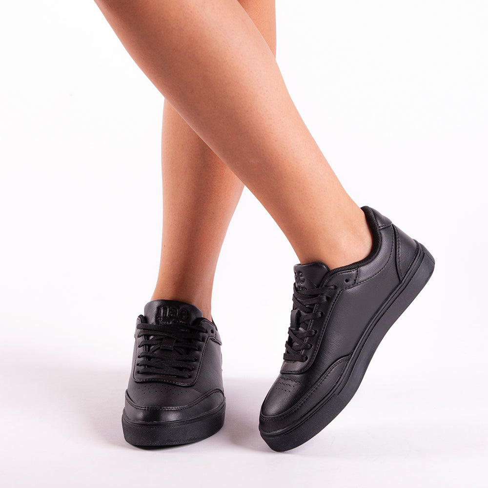 Unisex vegan trainers crafted from black sustainable microfiber | NAE Vegan Shoes