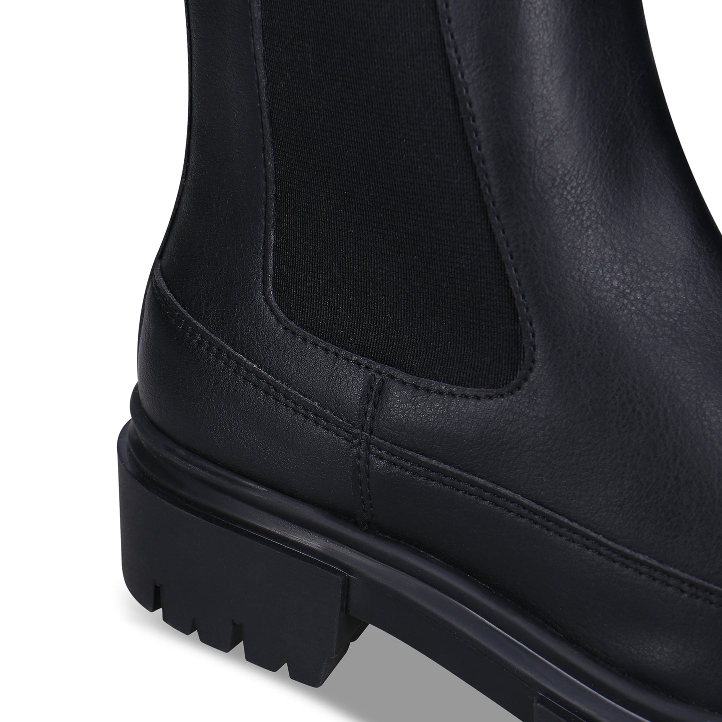 Spandex elastic panel side on vegan chelsea black boots | NAE Vegan Shoes