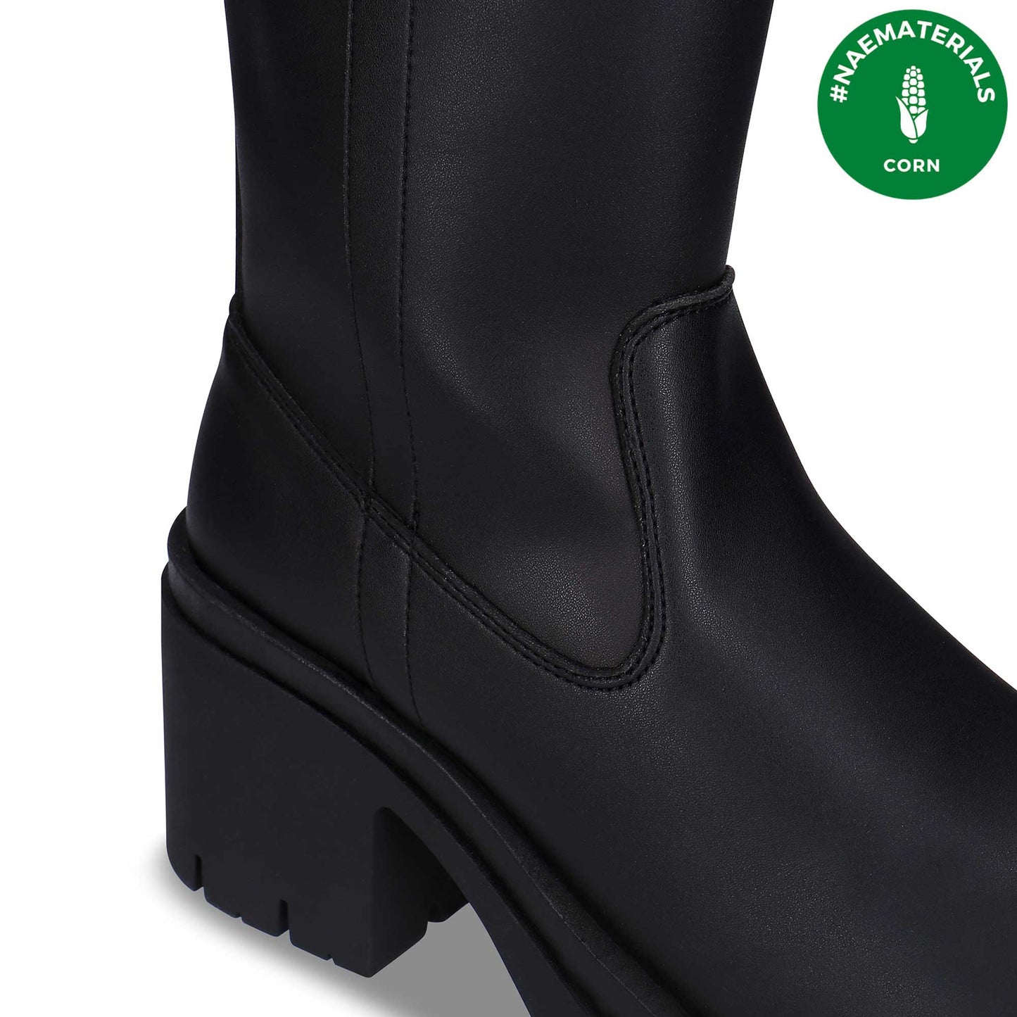 Vegan leather black boots with corn by-product fabric label | NAE Vegan Shoes