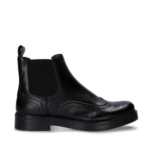 Chelsea boots for women brogue made with black vegan apple leather ridged sole | NAE