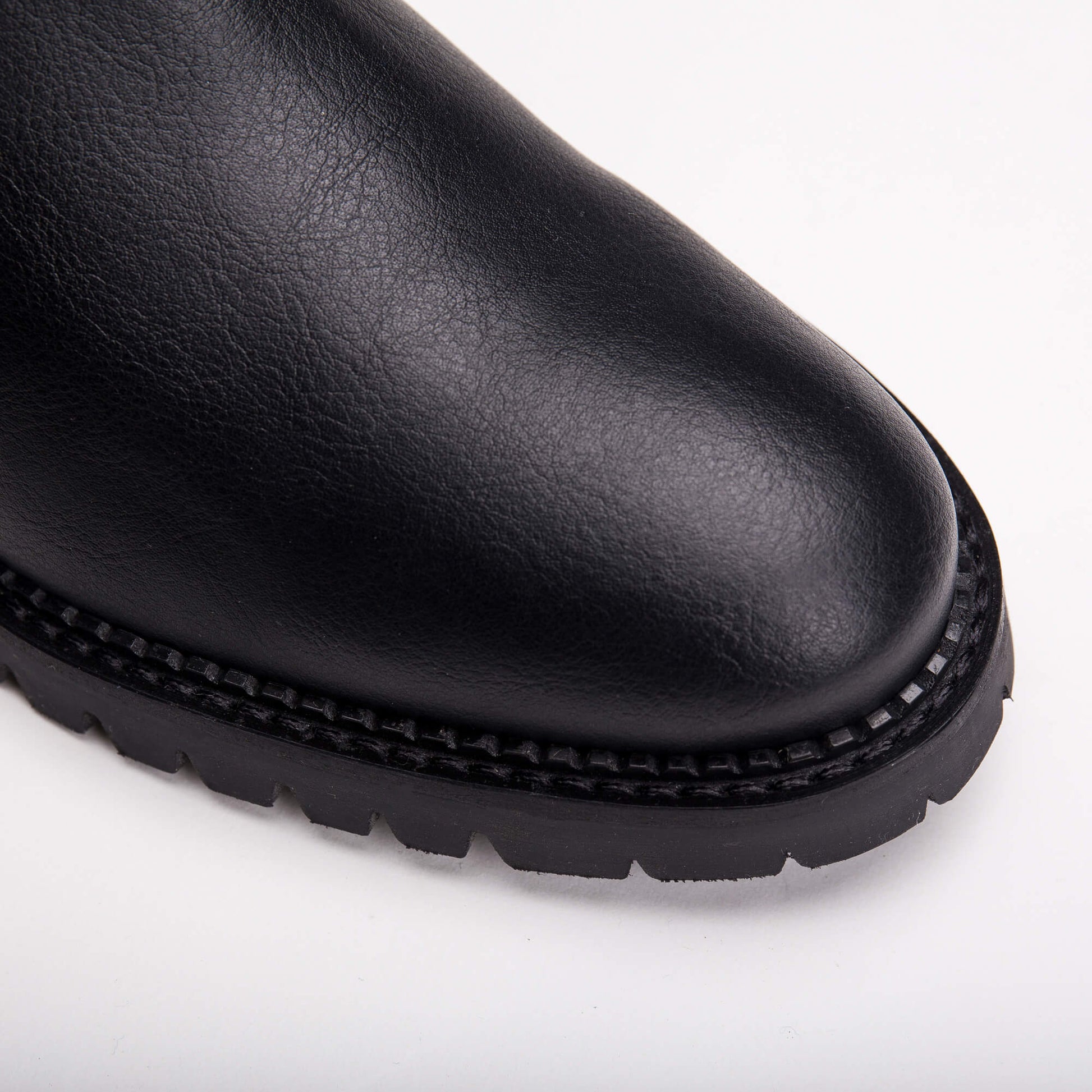 Round toe on black vegan boot for women | NAE Vegan Shoes