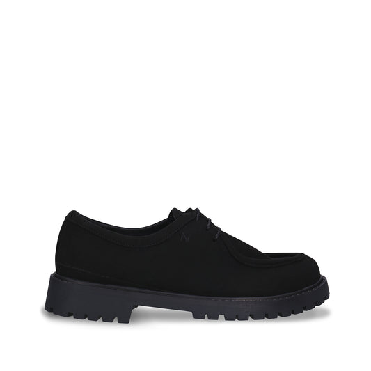 Boat derby shoes black women men vegan suede flat lace up casual | NAE